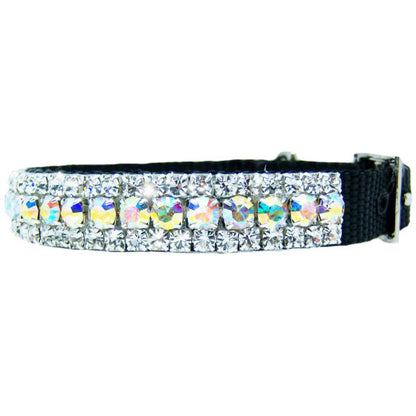 Sparkly crystal pet collar with aurora borealis and clear crystals