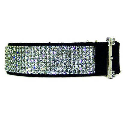 Black Diamonds 1 1/2 Inch Wide Crystal Dog Collar - For medium to large dogs - dog-collar-fancy