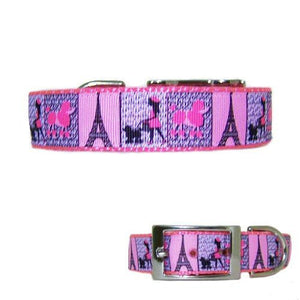 Pink Poodle Paris Dog Collar - For medium to large dogs - dog-collar-fancy