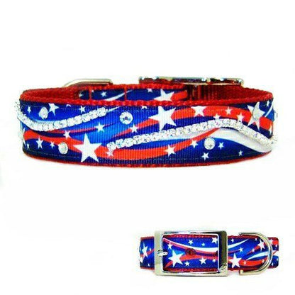 Patriotic Stars Dog Collar with Crystals