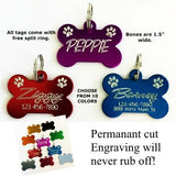 Bone Tag with Paws Personalized Pet Tag - pet charm - dog-collar-fancy
