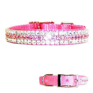 Pink New Bling Rhinestone Dog Collars Leather Crystal Jeweled Pet Collar 5  Sizes