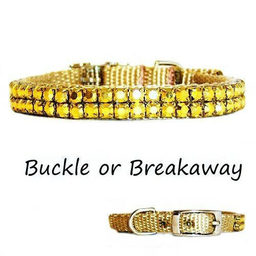 Pooch In Gold Small Crystal Pet Collar - For small dogs and cats - dog-collar-fancy