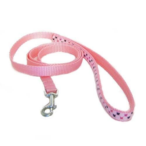 Precious Hearts Printed Pet Leash - 5/8 inch wide leash - dog-collar-fancy