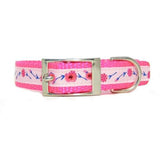 Lovely Hot Pink Floral Print Pet Collar - For dogs and cats - dog-collar-fancy