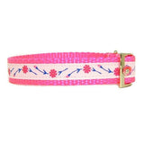 Lovely Hot Pink Floral Print Pet Collar - For dogs and cats - dog-collar-fancy
