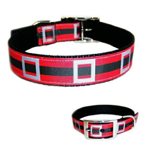 Santa Belt Christmas Dog Collar - For medium to large dogs - dog-collar-fancy