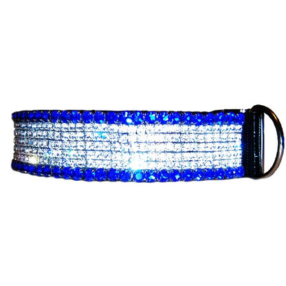 1 1/2 wide Bling Sapphire Dog Collar side view