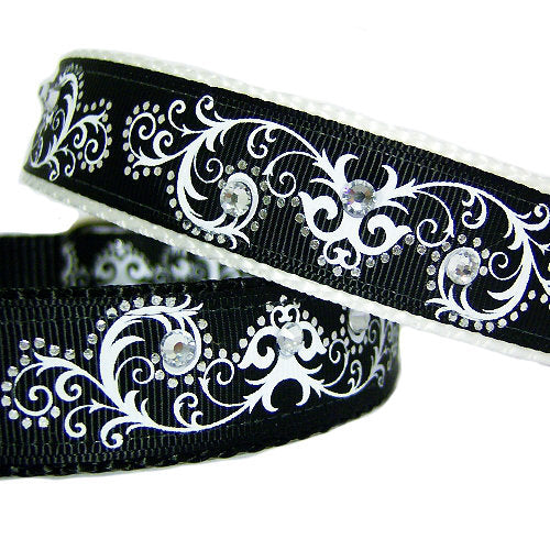 Scrolls and Bling Dog Collar close up details