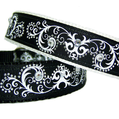 Scrolls and Bling Dog Collar close up details