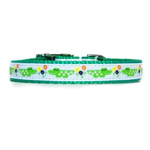 Smiling Alligator Printed Nylon Pet Collar - For dogs and cats - dog-collar-fancy