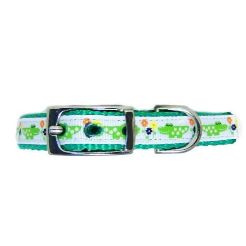 Smiling Alligator Printed Nylon Pet Collar - For dogs and cats - dog-collar-fancy