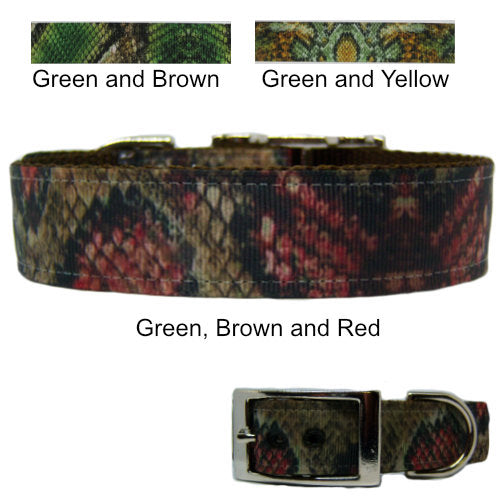 Printed Snakeskin dog collar , 1 inch wide for medium to large dogs