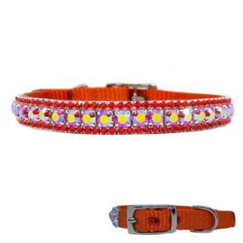 Sweet Tangerine Jeweled Pet Collar - For small dogs and cats - dog-collar-fancy