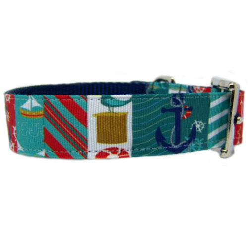 Sailing Pooch Printed Dog Collar - For medium to large dogs - dog-collar-fancy
