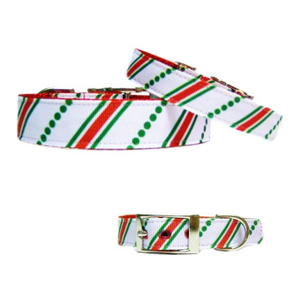 Stripes and Dots Christmas Pet Collar - For dogs and cats - dog-collar-fancy