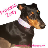 Model dog in 2 inch wide custom crystal dog collar